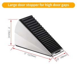 TOPTAKE Strongest Adjustable Spring Loaded Large Door Stopper - Heavy Duty Tall Door Stop Wedge for Bottom of Doors, Up to 3 Inches, Stainless Steel (Silver, 1 Pack)