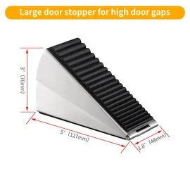 Strongest Adjustable Spring Loaded Large Door Stopper - Heavy Duty Tall Door Stop Wedge for Bottom of Doors, Up to 3 Inches, Stainless Steel (Silver, 1 Pack)