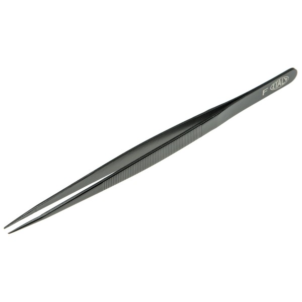 Allegro Diamond Tweezers, Stainless Steel, Black, Fine Point, 6-1/2 Inches