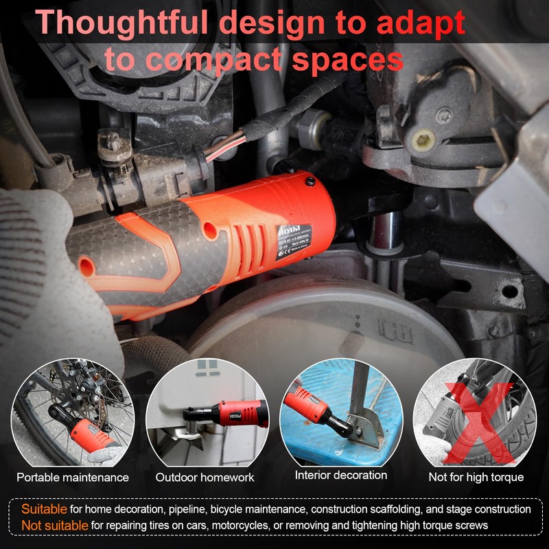 HORMY 3/8" 16.8V Electric Ratchet,Cordless Ratchet Tool Kit,40 Ft-lbs,280 RPM,Equipped