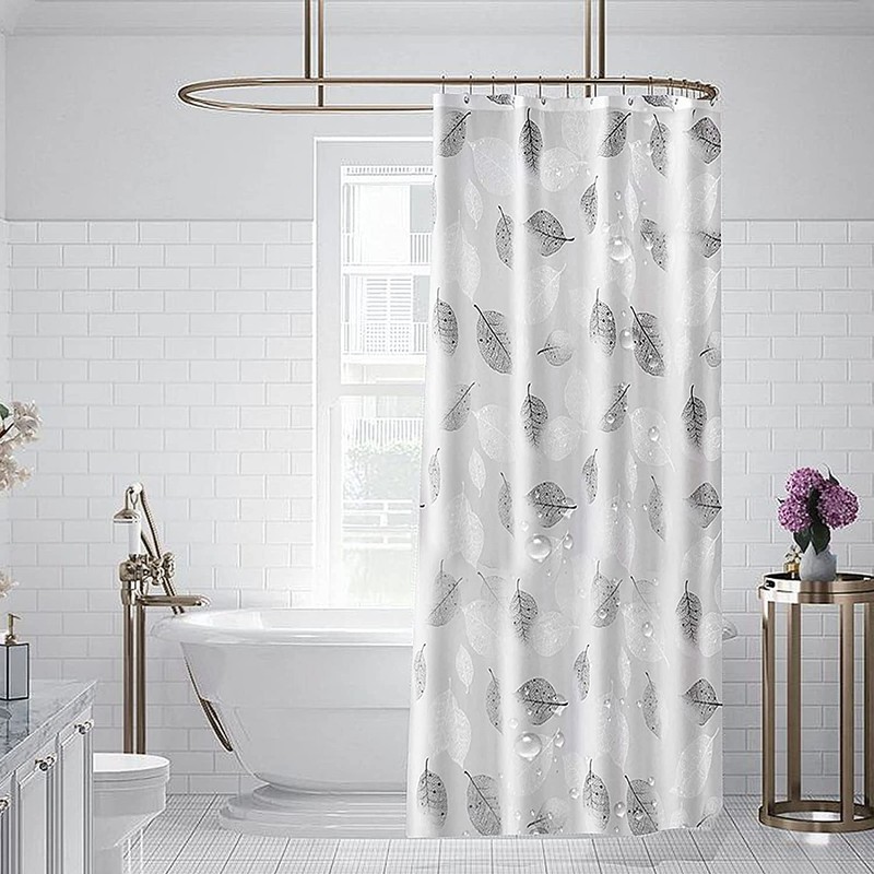 WOODFIB Shower Curtain, 100% PEVA Waterproof Anti-Mould Proof Resistant, Quick-Drying,
