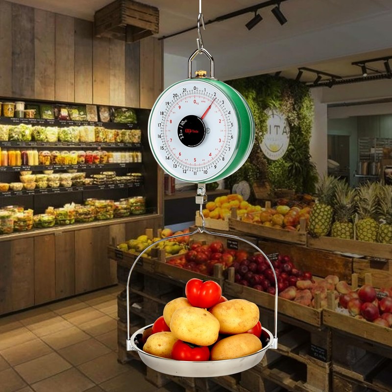 Tada 22LBS Double-Sided Display Mechanical Hanging Scale with Weighing Pan