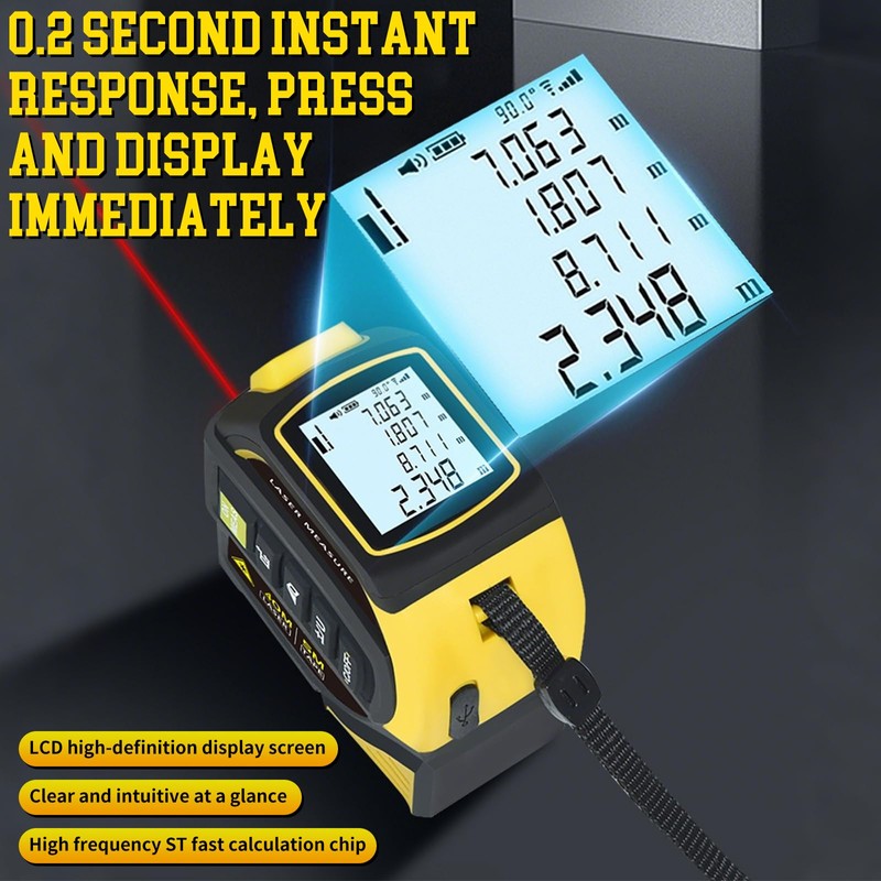 4 in 1 Digital Laser Tape Measure,16FT/5m AutoLock Tape Measure,131FT/40m