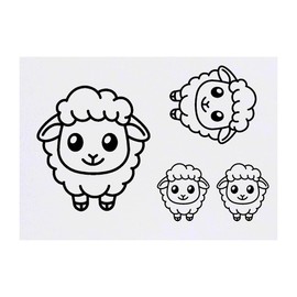 Azeeda 4 x 'Nettes Schaf' Temporäre Tattoos - Wasserfest, Hautfreundlich & Ungiftig · Transfers in Verschiedenen Größen (TO00070978)