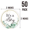 50 Greenery It's a Boy Baby Shower Favor Stickers, Baby
