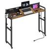 Overbed Table with Wheels, Height Adjustable, Recliner Table with Charging