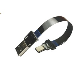 Permanent Short USBC Flat Cable USB Type-C Male Straight to Standard USB A Male for sync and Charging Black (15CM)