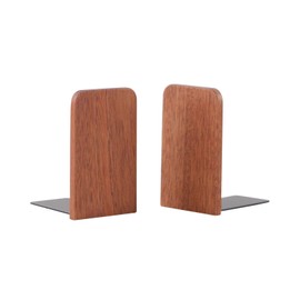 Muso Wood Bookends for Shelves, Sapele Wooden Bookends for Office Desktop, Non-Skid Book Ends for Books Movies DVDs