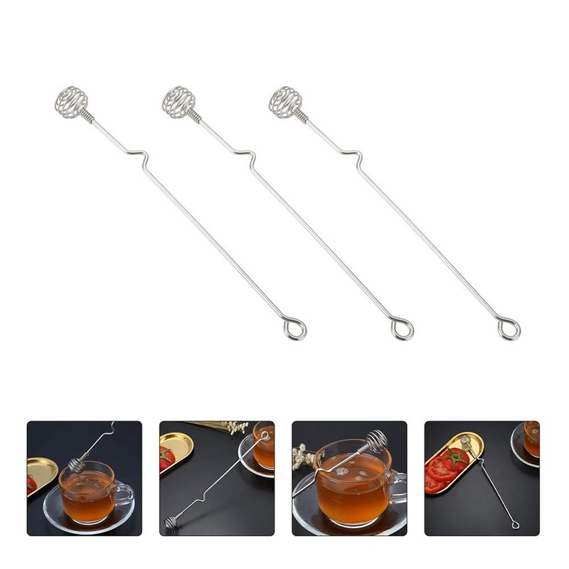 Lurrose Set of 3 Stainless Steel Long Handle Honey Stirrer