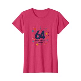 64 and Wonderfully Unique Birthday Gift for Seniors T-Shirt, Women, Red Heather