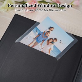 Finksy 2 Pack Small Photo Album 5x7 Linen Cover with Front Window Mini Picture Book Each Holds 52 Vertical Pockets for Artwork Postcards or Pictures Storage