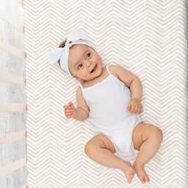 Makemake Organics Organic Portable Mini Crib Sheet GOTS Certified Organic Cotton Pack n Play Fitted Sheets Playard Set of 2 (26"X39", Safari and Herringbone)