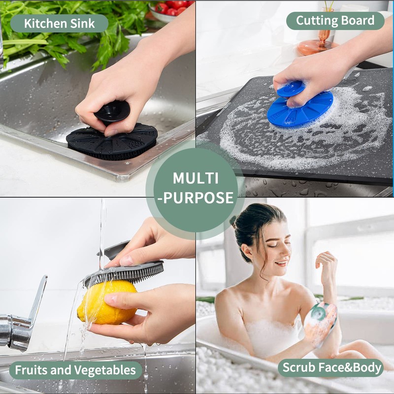 Silicone Sponge 3 Pack, BEAUTAIL Non-Scratch Scrub Sponges, for Washing