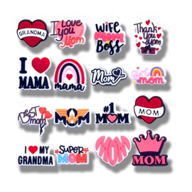 MOKADON 16Pcs Love Mom Shoe Charms, Shoe Decoration Party Gifts For Boys Girls Kids, Women., Polyvinyl Chloride, No Gemstone