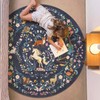 6ft Round Rug Washable Kids Rug Whimsical Playroom, Navy Blue