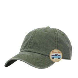 Plain Vintage Washed Cotton Adjustable Dad Hat Baseball Cap (Olive Green Camper)