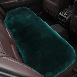 OGLAND Fluffy Genuine Australia Sheepskin Car Back Seat Cover for Auto Rear Interior Accessories Seat Cushion with Soft Fuzzy Wool Natural Fur Non-Slip (Alpine Green, Back)