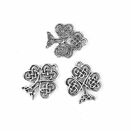 Wholesale Charms Celtic Knot Shamrock 23mm Silver Plated Clover Charms Jewelry Making Supply Pendant Bracelet DIY Crafting (50)