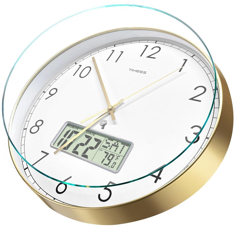TIMESS Atomic Analog Wall Clock, WWVB Self-Setting Battery Operated 12"