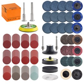 Tshya Pack of 270 Sanding Discs 50 mm Velcro for Drills and Sanders with 3 mm and 6 mm Shaft Support Plate, Includes 2 Inch Roll Lock Sandpaper in 36-3000 Grit