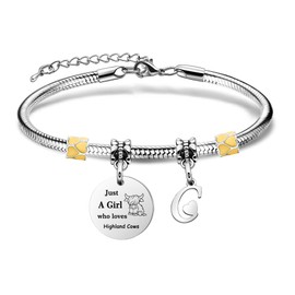 Yumioxa Highland Cows Just A Girl Who Loves Highland Cows Women Bracelets Girl Birthday Love Nature Highland Cows Gift Birthday Christmas Green Nature Cow Bracelets (C)