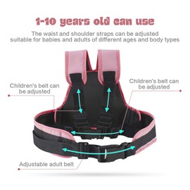 Children's Motorcycle Seat Belt, Safety Belt for Children's Motorcycles, Adjustable Children's Motorcycle Harness, with Reflective Strips, Suitable for Boys and Girls from 1-10 Years (Pink)