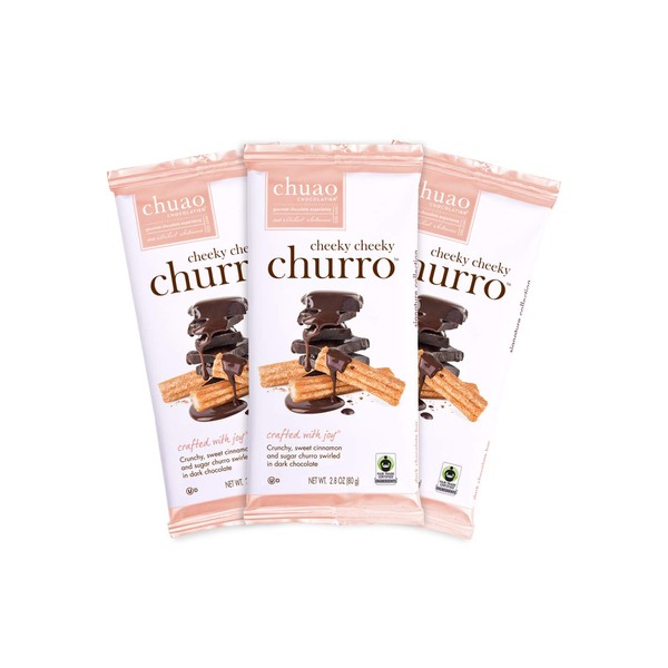 Chocolate Bars - Chuao Chocolatier Chocolate Bars 3pk (2.8 oz bars) - Best-Selling Chocolate Pack - Gourmet Artisan Chocolate - Free of Artificial Flavors (Cheeky Cheeky Churro, Dark Chocolate)