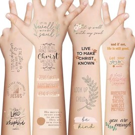 10 Sheets Christian Temporary Tattoos (70+PCS) For Adults Inspirational Bible Verse Quotes Suitable Stickers Believers As Well Women And Men - Color: Bible