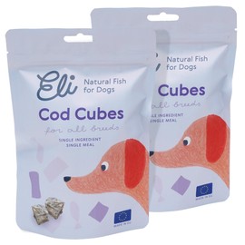 Eli Cod Skin Cubes – A Natural, Bite-Sized Fish Treat for Dogs, High in Protein and Omega-3, Ideal for Quick Rewards or Meal Toppers, Single Ingredient, Grain Free, Gluten Free, Air Dried – 2 Pack
