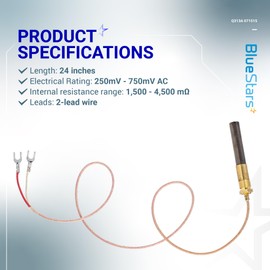 BlueStars 24" Thermopile Generators 750 Millivolt Thermopile Q313A for Gas Water Heater/Fireplace/Gas Fryer/Oven, 750 Temperature Resistance Cluster Thermocouple for Fireplace (24" Aluminum)