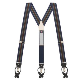 Suspender Store Variable-Stripes Suspenders - 1.38-Inch Wide Barathea - Convertible Button & Clip - Green