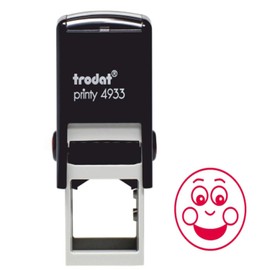 Trodat Printy 4933 Teacher Stamp Smiley Face (with dimples) – Self Inking, Red Ink