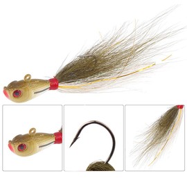 Bucktail Jig Fluke Lures Saltwater Freshwater Fishing Baits Assorted Kit for Bass Striper Bluefish Surf Fishing Size 1/4 OZ by Shaddock Fishing - Pack of 3 (Olive/White)