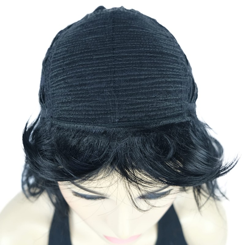 Lydell Long Soft Shaggy Layered Black Wig Classic Cap Full
