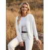 GRECERELLE Womens White Lightweight Long Sleeve Cardigan Casual Button Down