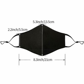 NBDIB 3 Pcs Adult Unisex Reusable Washable Adjustable Face Protection with Filter Pocket and Nose Wire Black Breathable Cotton Dust Cloth Mask with 10Pcs Replacement Carbon Filters for Man and Women