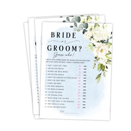 Your Main Event Prints - Wedding Shower Games - He Said She Said, Bride or Groom Trivia with Customizable Photo (20 Cards Pack)