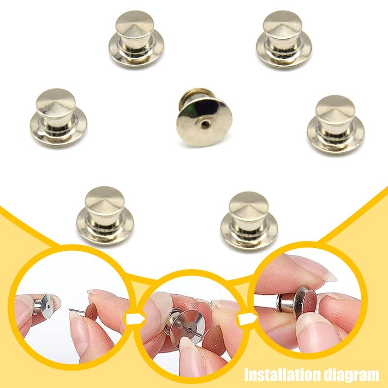 Hocansen 30pcs Metal Locking Pins DIY Flat Cap Pins Badge