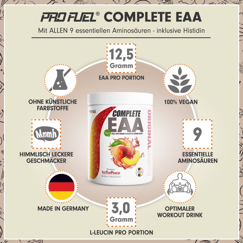 EAA Powder 500 g Ice Tea Peach - 12,500 mg