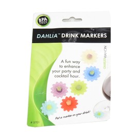 Charles Viancin Dahlia BPA Free Set of 6 Flower Silicone Drink Markers, #5701