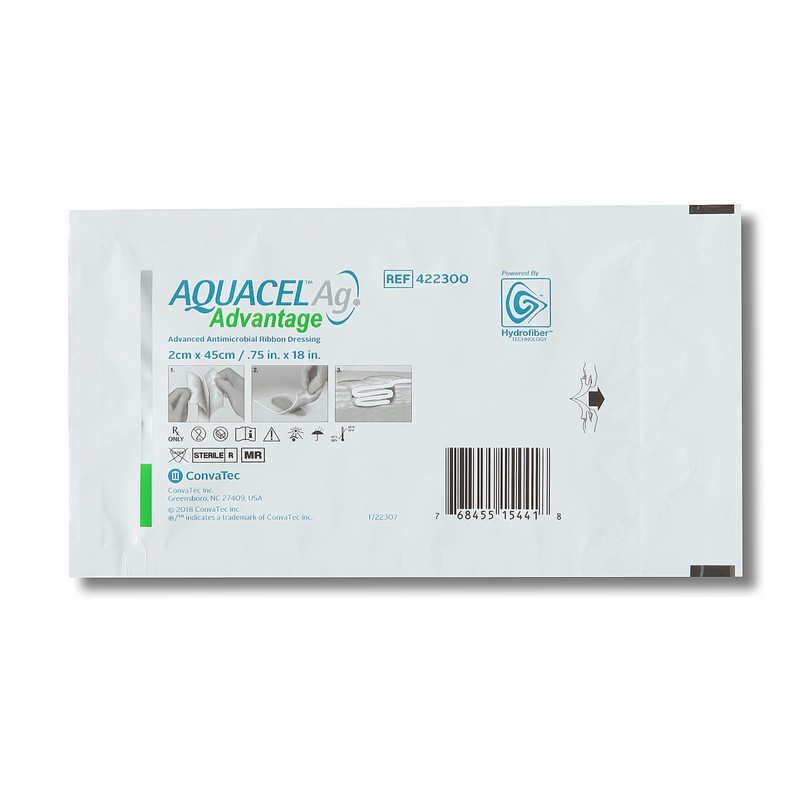 ConvaTec AQUACEL Ag Advantage 2"x2" Enhanced Antimicrobial Hydrofiber Dressing with