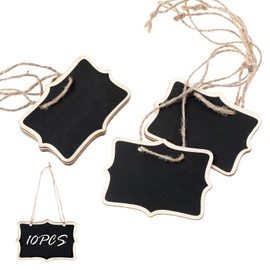 10 Pcs Mini Chalkboard Signs for Food Reusable Small Hanging Chalk Board Sign Erasable, Double-Sided Food Labels for Party Buffet Wooden Name Tags for Message Board Signs, Price, Plants Black