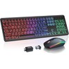Wireless Keyboard and Mouse Combo - Large Print, RGB Backlit,