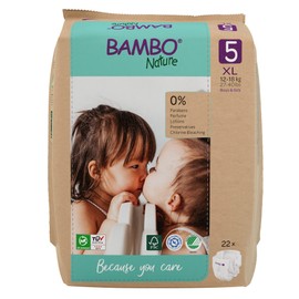 Bambo Nature Premium Eco Nappies, Eco-Labelled Sustainable Nappies, Enhanced Leakage Protection, Secure & Comfortable Baby Nappies, Secure & Comfortable- Size 5 Nappies (27-40lb/12-18kg), Junior, 22PK