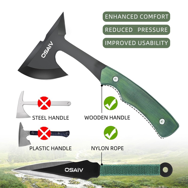 Throwing Axes Set, Full Tang Stainless Steel Well Balanced Hatchet