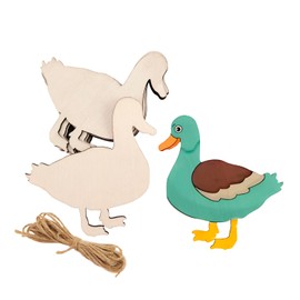 30 Pack 4 Inch Wood Duck Cutouts Unfinished Wood Duck Crafts Wooden Duck Hanging Ornaments DIY Duck Craft Gift Tags for Home Party Decoration