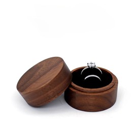 molchagar Walnut Wood Ring Box, Double Slot Magnetic Proposal Holder