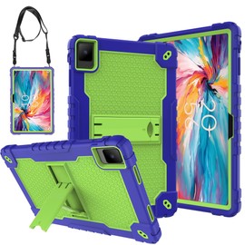 Doemoil for TCL TAB 10 NXTPAPER 5G 10.4 Inch Tablet Case with Shoulder Strap Hard Back Hybrid Shockproof Kids Friendly Case for TCL TAB 10 NXTPAPER 5G 10.4 Inch Model 9199S Tablet (Navy Blue/Green)
