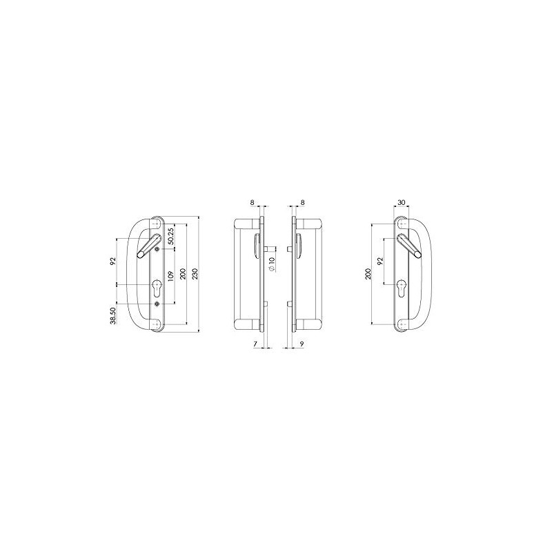 Mila Inline Patio Door Handle Pair 109mm Screw Fix White