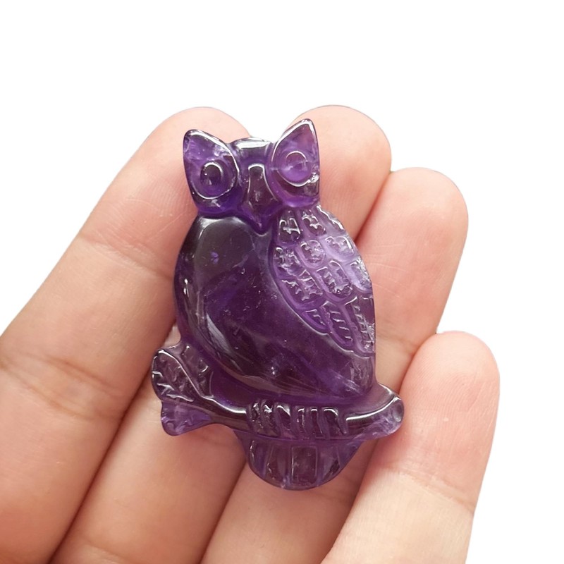 Bacatgem Natural Amethyst Owl Figurines Crystals and Healing Stones,Haped DIY